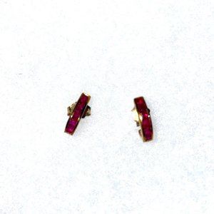 Genuine Ruby and Gold Post Earrings